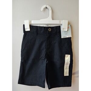 Cat & Jack Boys' Flat-Front Shorts 7 Slim Black Adjustable Waist 100% Cotton NEW